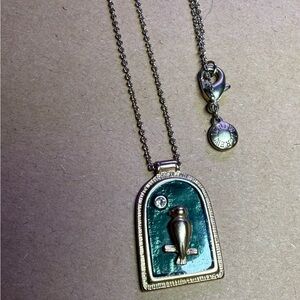 J. Crew Silver Necklace with Teal Bird Pendant